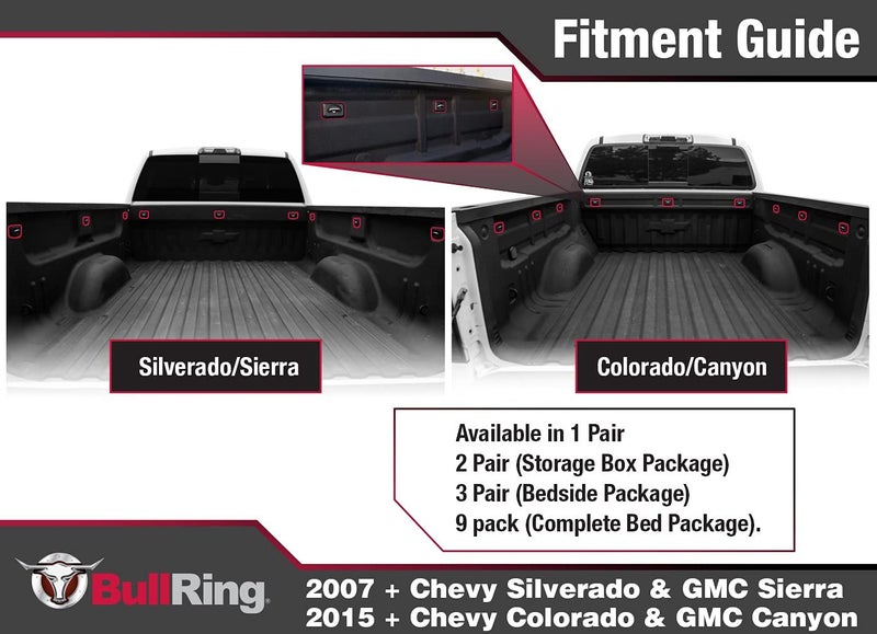 Bull Ring Inner Bed Retractable Truck Bed Tie Down Anchors, Built for 2007+ Chevy Silverado & GMC Sierra, 2015+Chevy Colorado&GMC Canyon. Mounts in Truck Bed Stake Pockets, Easy Installation (1 Pair) - Image 2